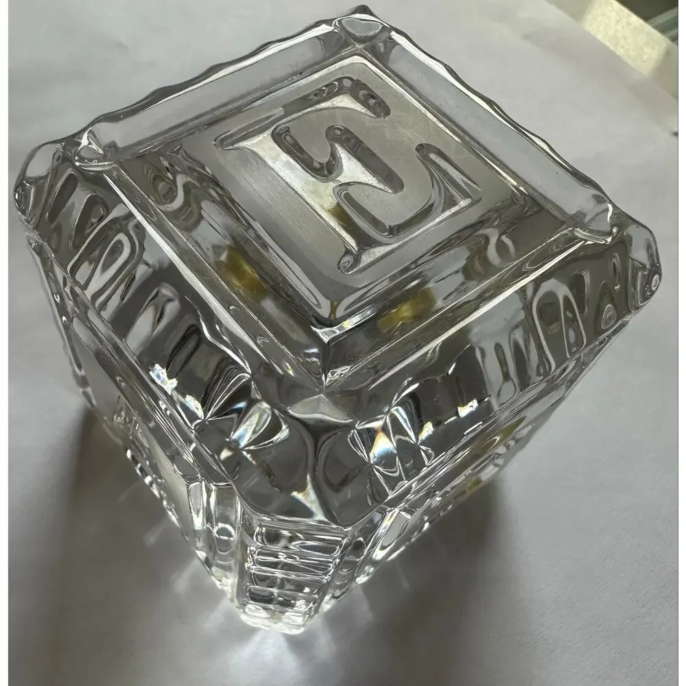 Waterford Crystal ABC Alphabet Baby Block Paperweight Signed Ireland 2